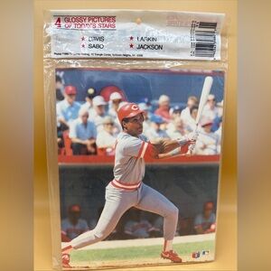1989 MLB ISSUED 8X10 4-GLOSSY PHOTOS CINCINNATI REDS  LARKIN DAVIS Sabo